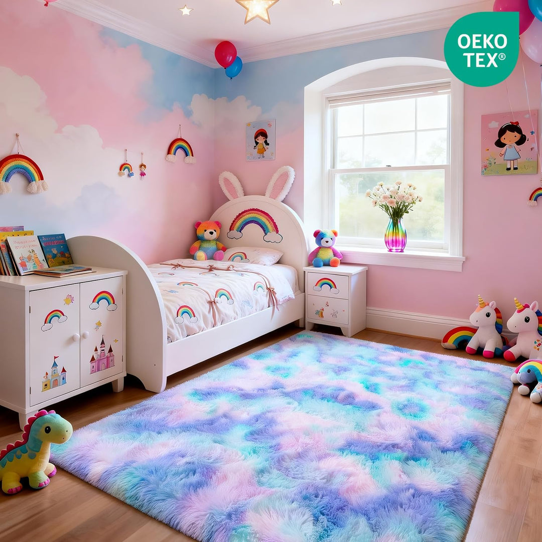 MARATIP Plüsch Teppich, Flauschiger Rund, Grosse Grösse Modernes Wohnzimmer, Kinder Mädchen, Weicher