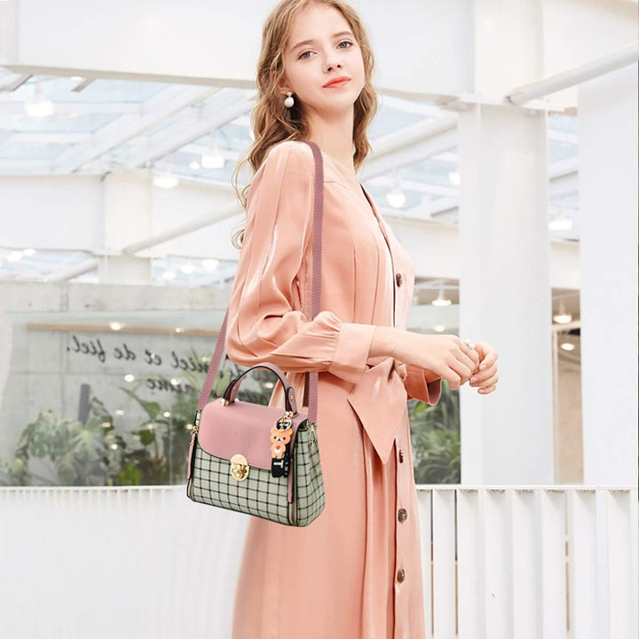 NICOLE&DORIS Handtaschen für Damen Niedliche Umhängetasche Mädchen Reissverschluss Handtasche PU Led
