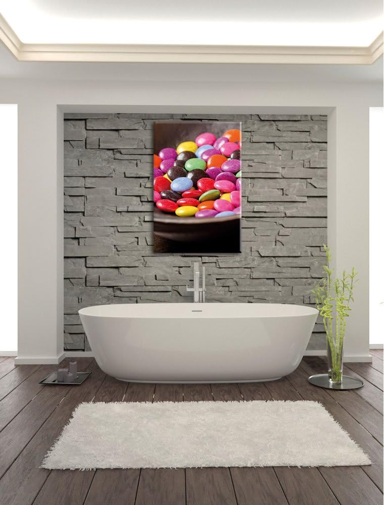 Pixxprint Schokolade Smarties Süssigkeiten als Leinwandbild/Grösse: 100x70 / Wandbild/Kunstdruck/fer