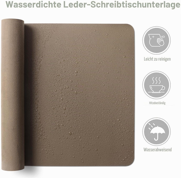 Aothia Schreibtischunterlage,PU-Leder-Schreibtischmatte,Mauspad,Rutschfester Schreibtischschutz,wass