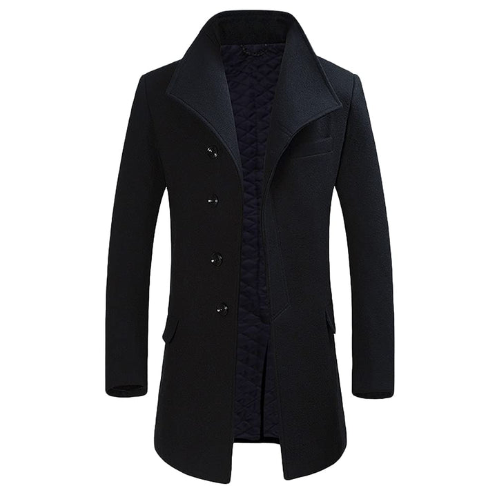 Allthemen Wintermantel Mantel Herren Lang Slim Fit Herrenmantel Winter Schwarz Business Mantel Herre