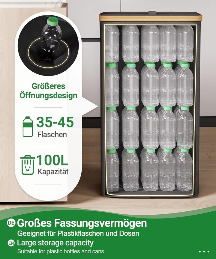 Yorbay 100L Pfandflaschen Sammelbehälter mit Deckel & 2 Tragetaschen, Pfandflaschen Aufbewahrung mit