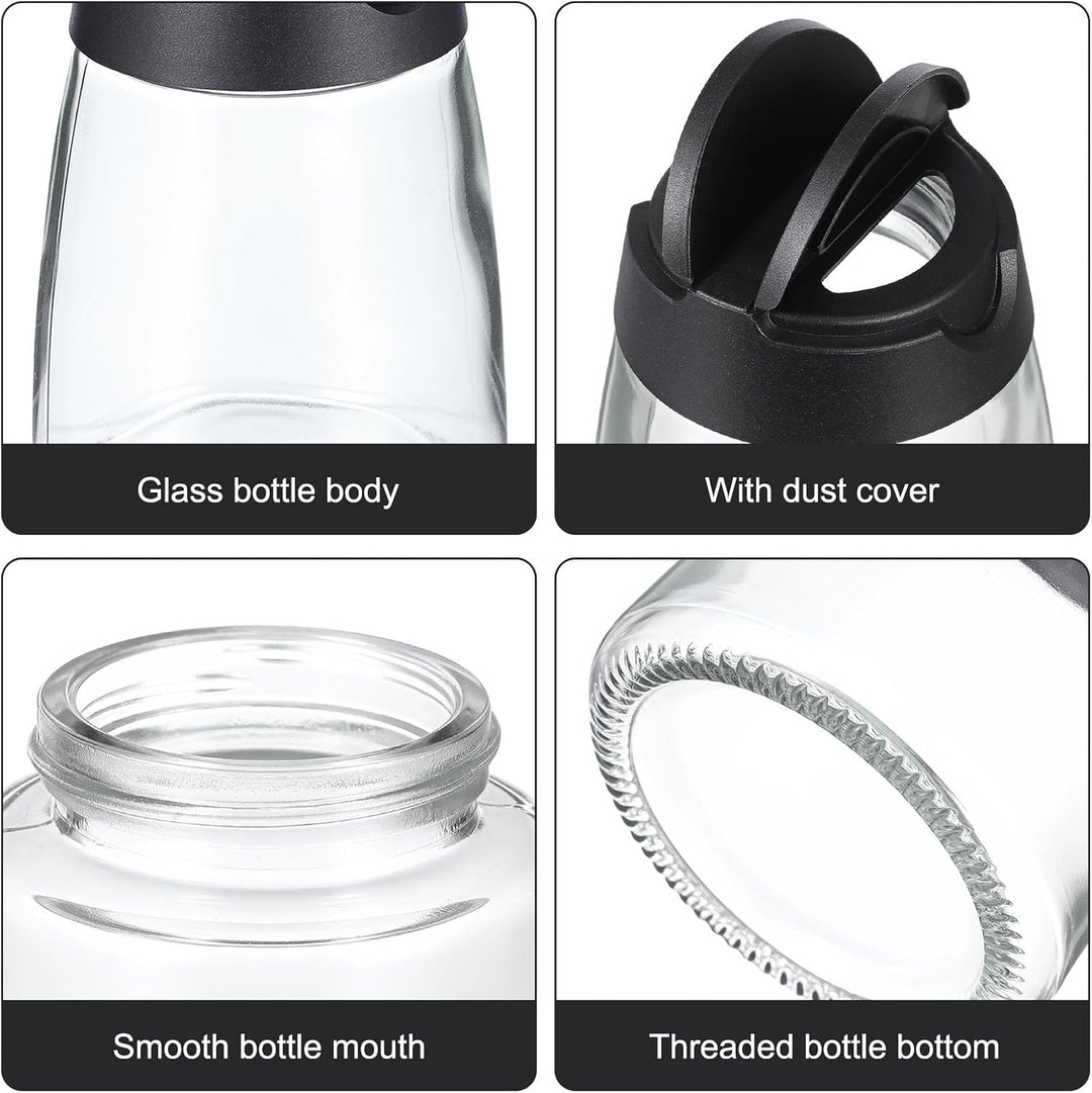 BESTonZON 12er Set Gewürzgläser mit Doppeldeckel Schwarz Glas Gewürzstreuer für Salz Pfeffer Kräuter