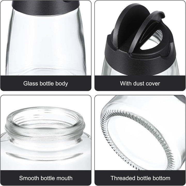 BESTonZON 12er Set Gewürzgläser mit Doppeldeckel Schwarz Glas Gewürzstreuer für Salz Pfeffer Kräuter