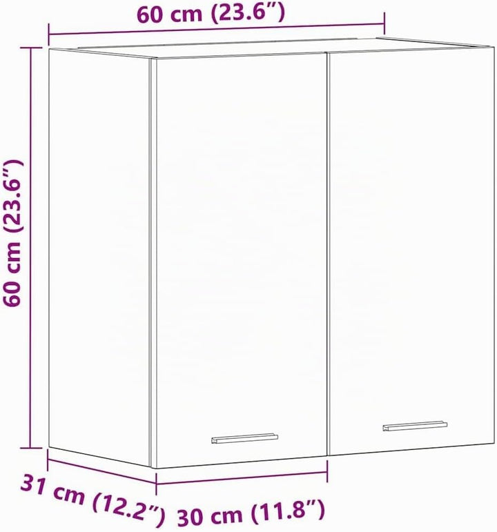 vidaXL Hängeschrank 2 Regalböden Küche Schrank Einbauküche Küchenzeile Küchenmöbel Oberschrank Küche