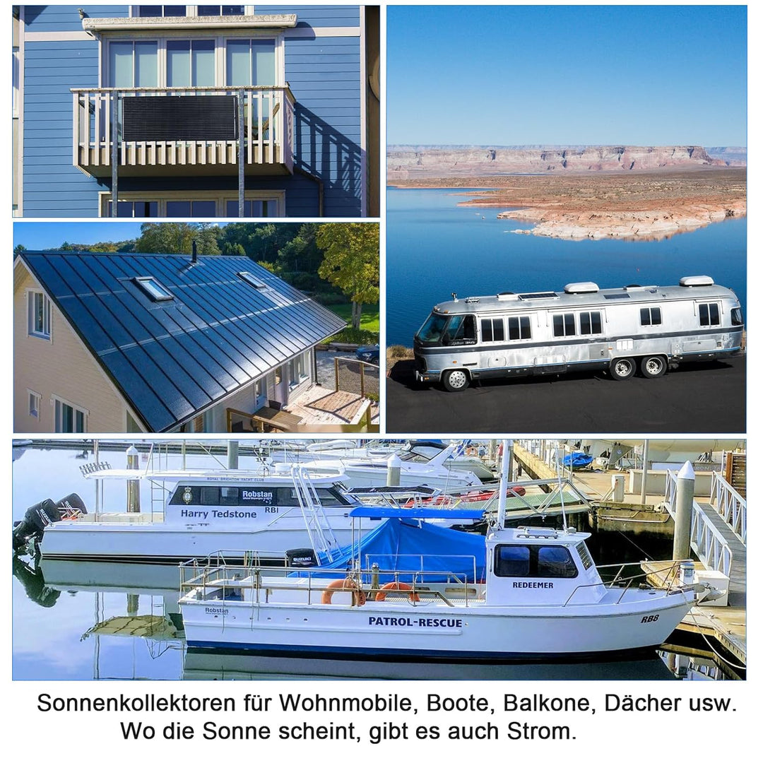 Solarpanel-Kit Flexibel 100W 12V Set Monokristallines Flexibles Solarmodul+20A 12V/24V Solarladeregl