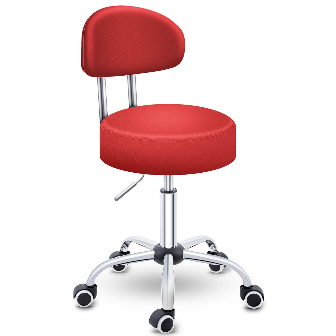 TRESKO® Rollhocker mit Lehne höhenverstellbar 10cm Dicke Polsterung Drehbar | Hocker 46-58cm | Arbei