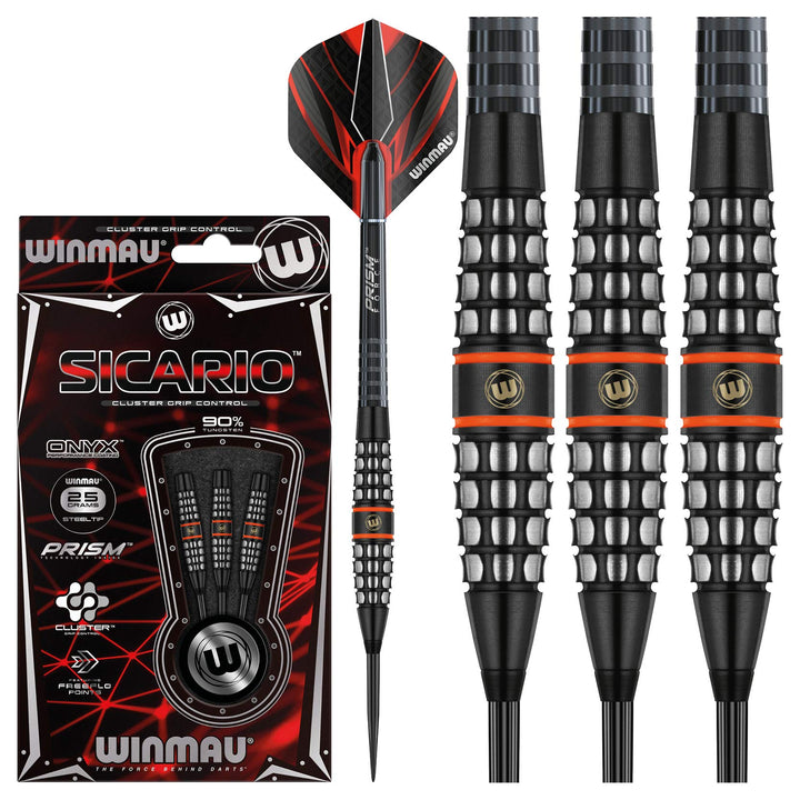 WINMAU Sicario 25g Profi Wolfram Steeltip Dartpfeile Set mit Flights und Schäfte