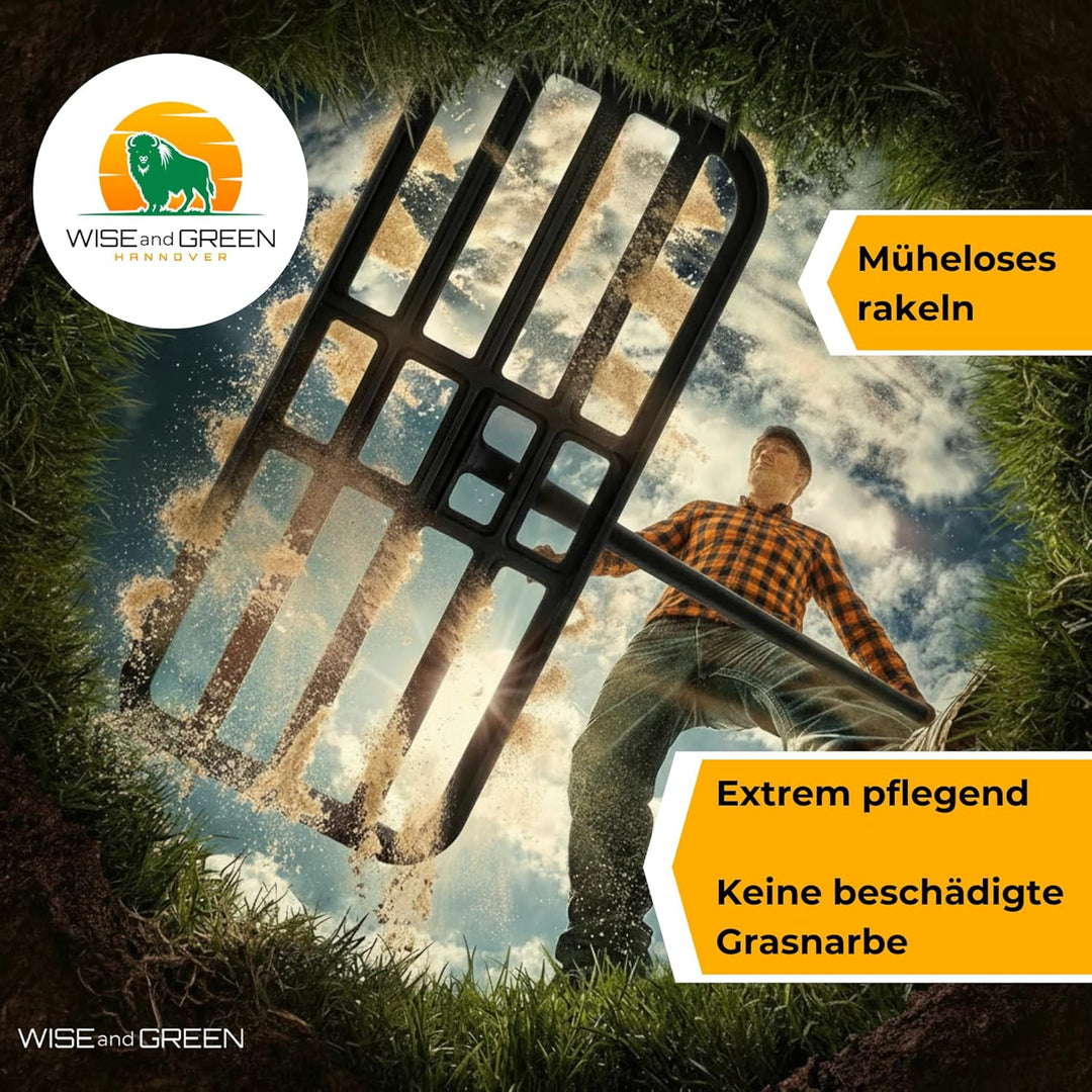 Rasenrakel mit runden Ecken von WISEandGREEN | 80x30cm | Kein Verkanten – Schonende perfekte Rasenpf