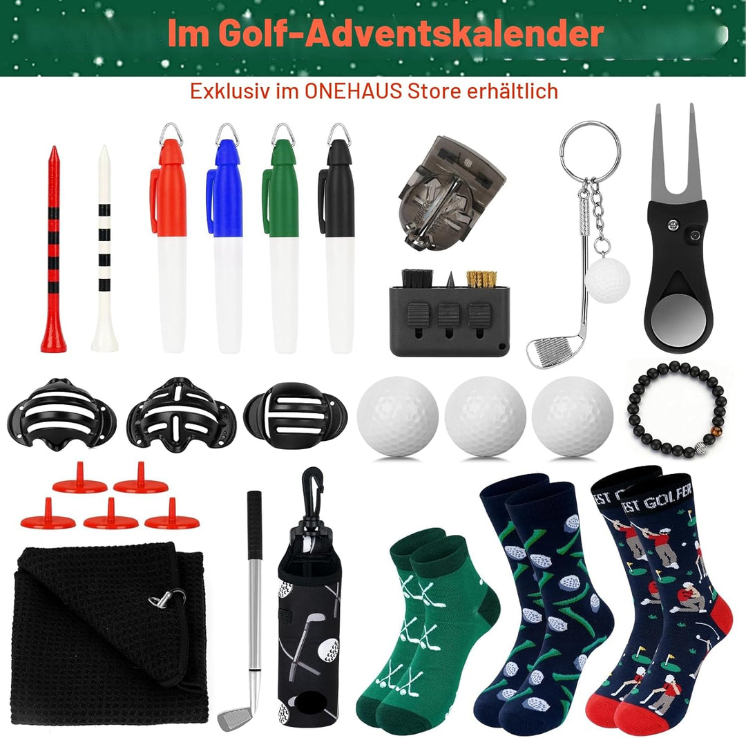 Golf Adventskalender 2025 Männer, Golf Zubehör Weihnachts Geschenk für Erwachsene Papa Jungen Herren