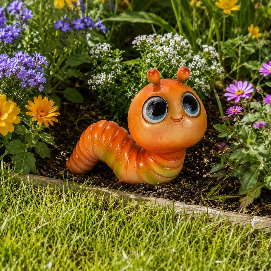 Gartenfiguren für draussen, Regenwurm, Raupe - Deko Figuren für Garten, Terrasse und Balkon - wetter