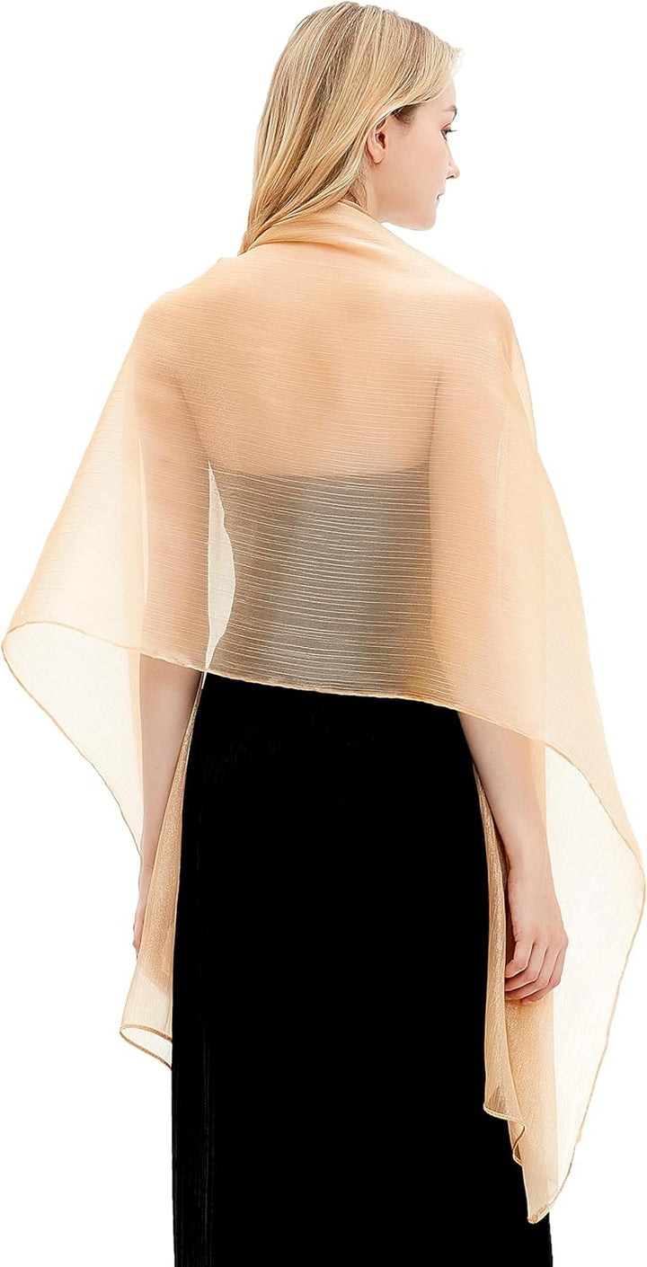 Gragengs Damen Schals und Wraps für Abendkleider Leichte Sheer Crepe Tücher Shimmer Hochzeit Party S