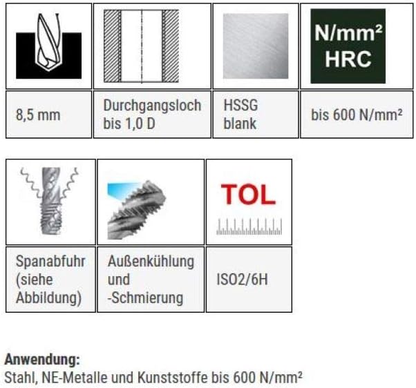BAER HSSG Kombi-Bit-Gewindebohrer M 10 x 1,5 - Gewindeschneider - Kombibohrer - Gewinde schneiden -A