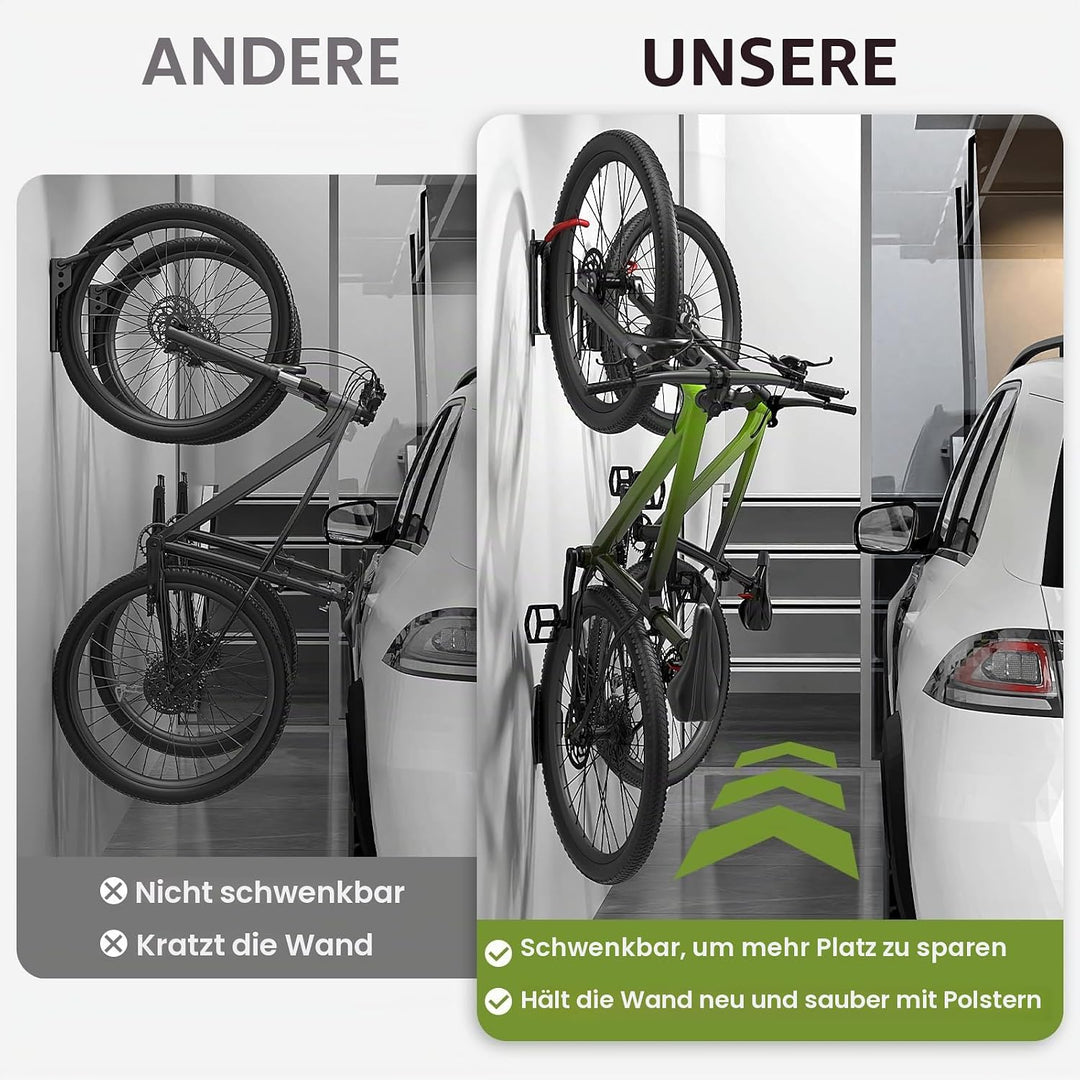 Housolution Drehbare Fahrrad-Wandhalterung, Vertikaler Fahrradaufhänger für die Garage, Mountainbike