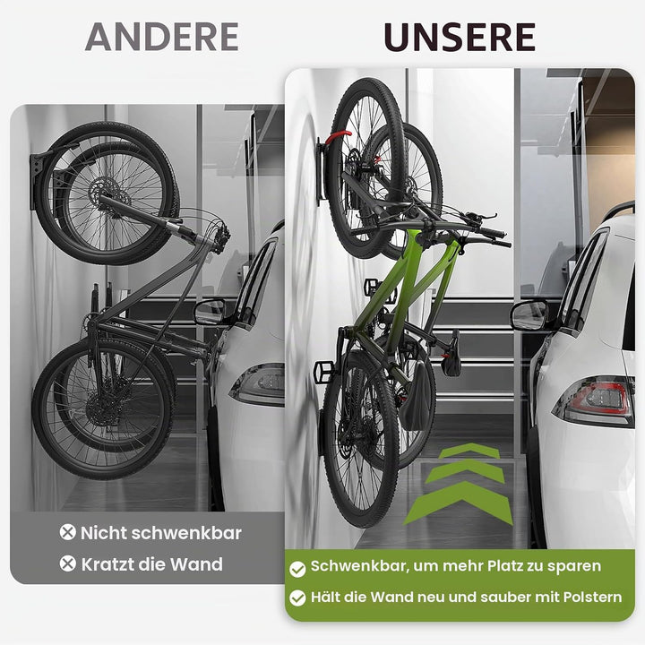 Housolution Drehbare Fahrrad-Wandhalterung, Vertikaler Fahrradaufhänger für die Garage, Mountainbike