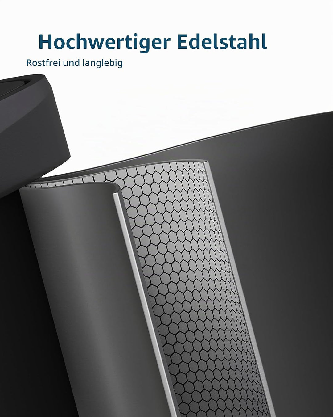 GarveeHome 80L Metall Mülleimer mit Deckel, grosser Tretmülleimer, Mülleimer Küche, rostfrei, mit Be
