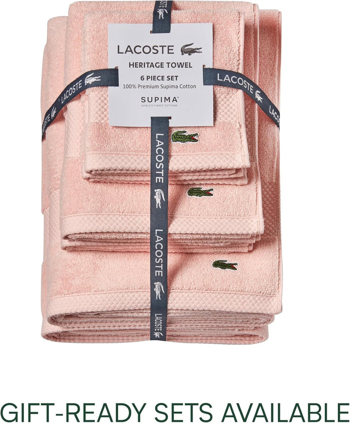 Lacoste Heritage Supima Badetuch, Baumwolle, 76,2 x 137,2 cm, Hellrosa