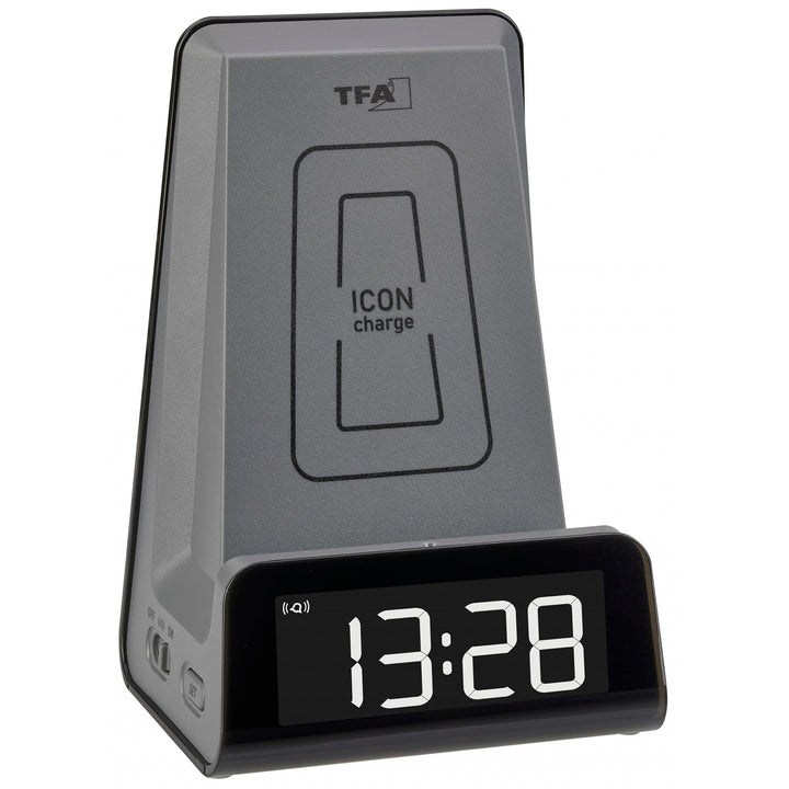TFA Dostmann 2 in 1 Induktive Ladestation ICONcharge, 60.2033.10, für Smartphones, Kabelloses Laden,