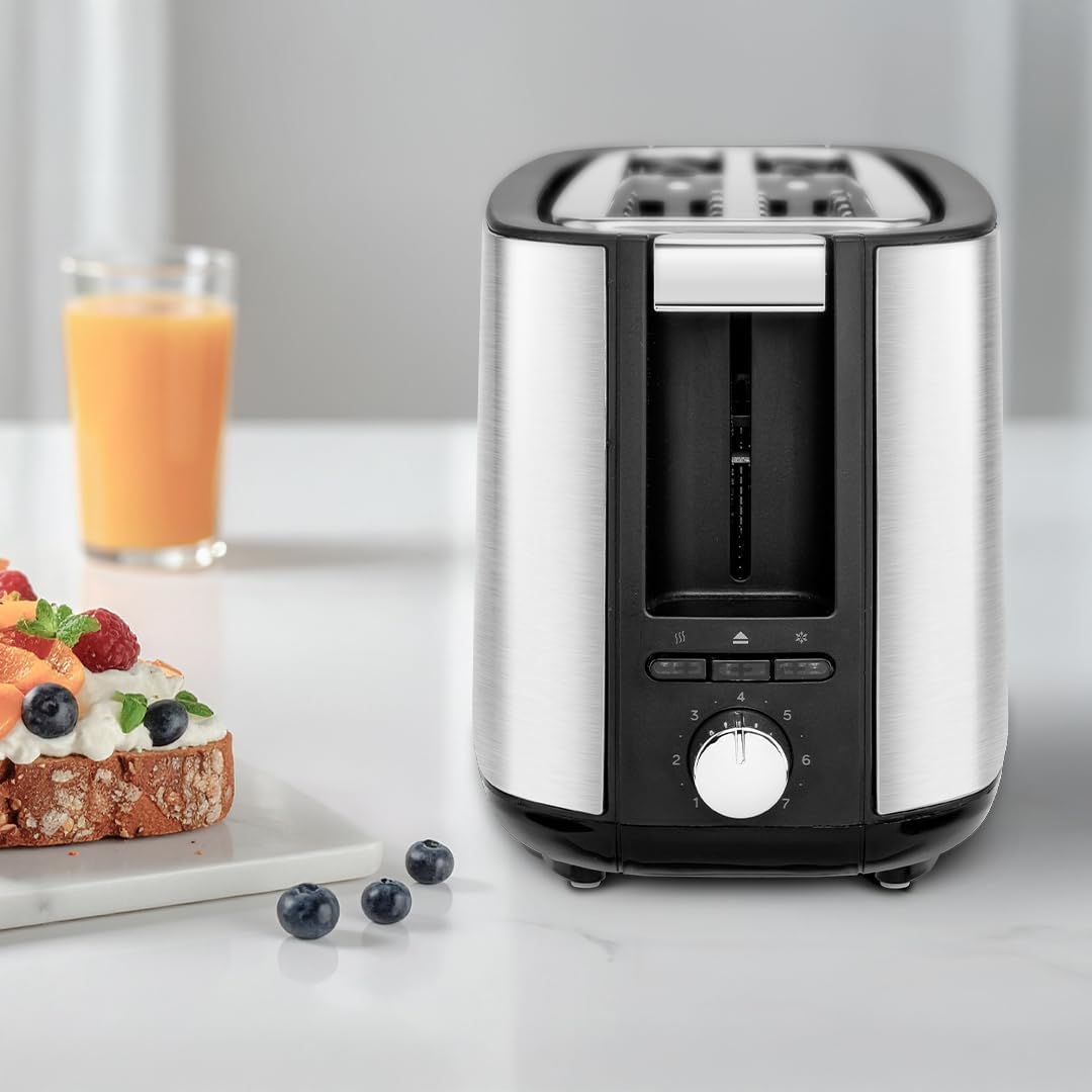 Ufesa Toaster Toastie Duo Plus 1400W aus Edelstahl, 2 Lange Schlitze, 7 Leistungsstufen, Funktionen