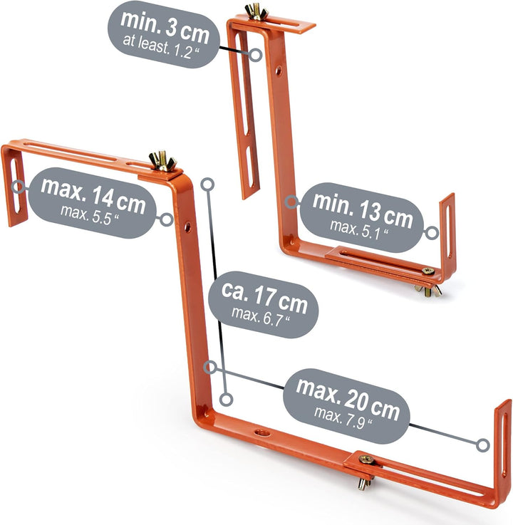 com-four® 4x Blumenkastenhalter für Balkon-Brüstungen und Geländer - flexible Befestigung aus Metall