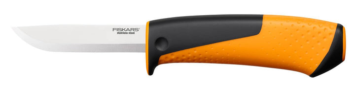 Fiskars Universalmesser inklusive Holster mit integriertem Messerschärfer, Gesamtlänge: 21,5 cm, Sch