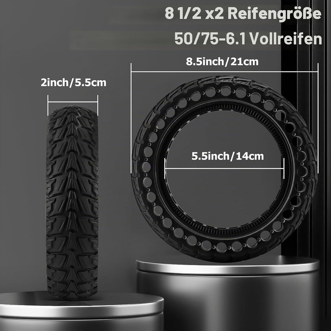 Monuary 2PCS E Scooter Reifen 8 1 2 x2 Vollgummi, 50/75-6.1 Vollgummireifen, Reifen Vollgummi 8,5 Zo