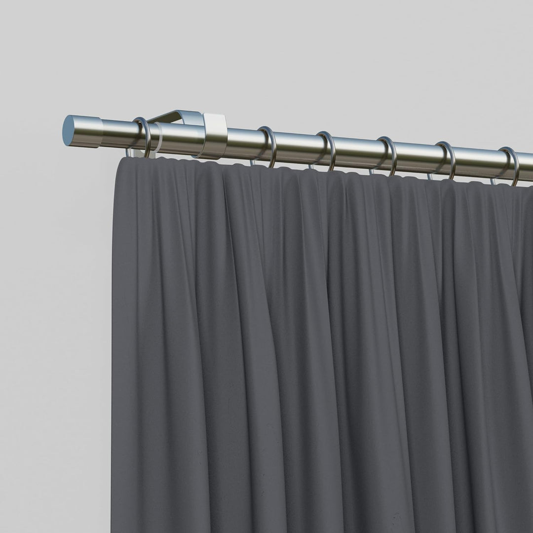 Tilldekor Komplettset, ausziehbare Gardinenstange Andrax, edelstahl-optik, Ø 16/19 mm, 1-Lauf, 120-2