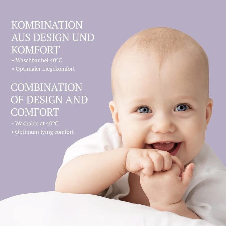 Puckdaddy Linnea | Babynest | 105x60cm | Kuschelnest in Grau | Stern und Pünktchen Muster | Kuschelp