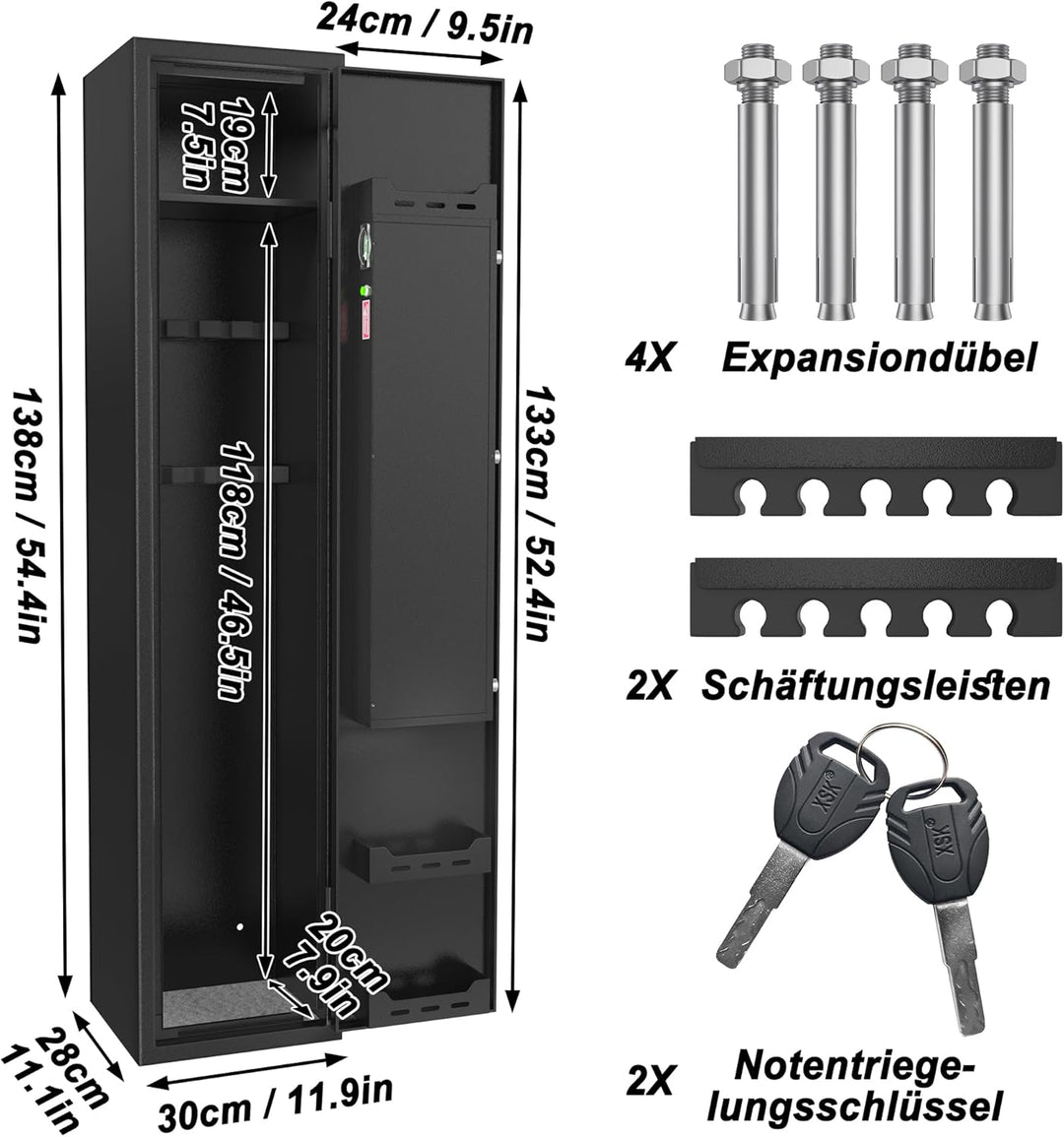 Sicherheitsschrank Tresor Schwarz – Stahlblech Safe mit Fingerabdruck & Smart-Funktion, Verstellbare