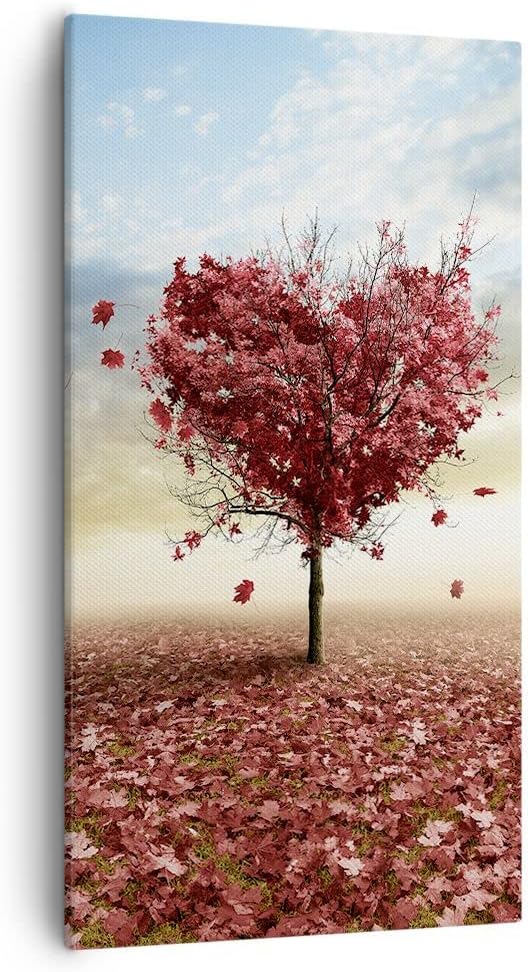 Bilder auf Leinwand 55x100cm Leinwandbild mit Rahmen Abstraktion Herbst Baum Blatt Gross Wanddeko Bi