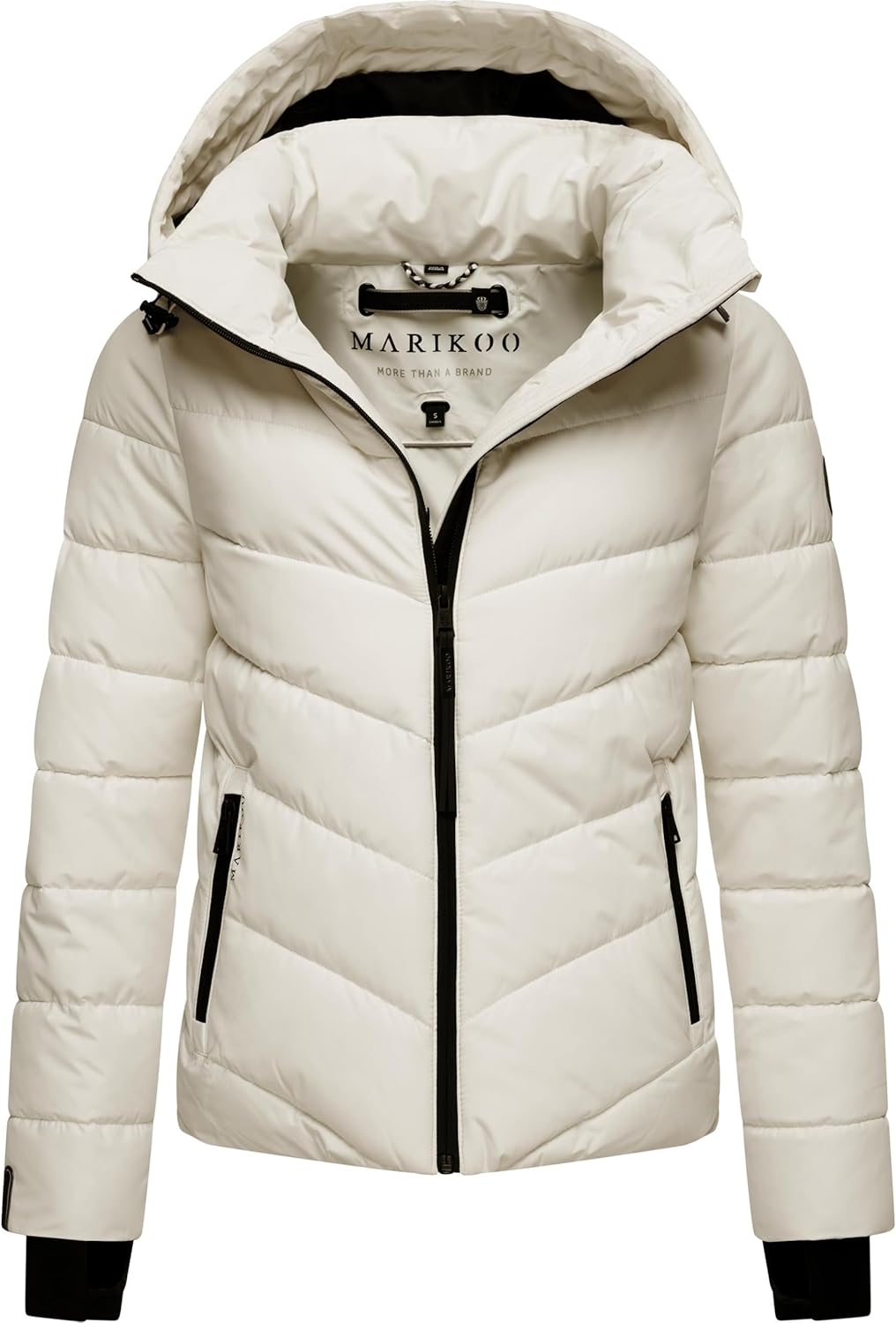 MARIKOO Damen Winterjacke warme Steppjacke mit abnehmbarer Kapuze Samuiaa XVI XS-3XL L Offwhite, L O