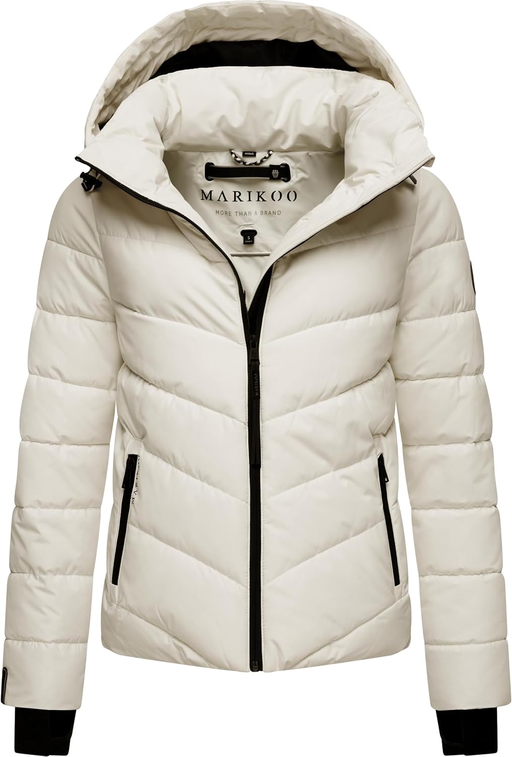 MARIKOO Damen Winterjacke warme Steppjacke mit abnehmbarer Kapuze Samuiaa XVI XS-3XL XS Offwhite, XS