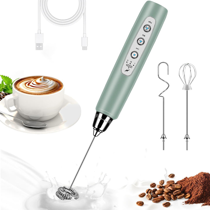 BSRGMS Milchaufschäumer Handheld für Kaffee, Elektrischer Schneebesen 3 Geschwindigkeit Einstellbar,