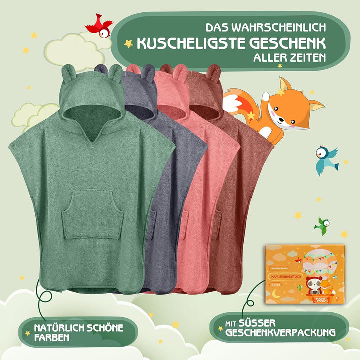 Fuchs&Panda® Badeponcho Kinder EXTRA warm, weich & kuschelig (100% Bambus) | Badeponcho Baby | Handt