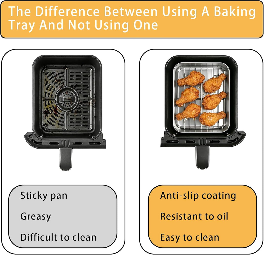 2 Pack Edelstahl Auflaufform für Airfyer, Airfryer Auflaufform, Bräter mit Sieb, Bräter für Luftfrit
