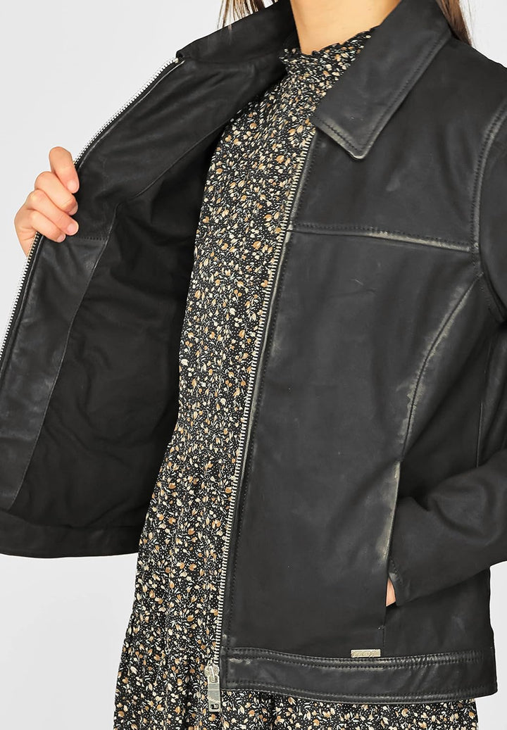 MAZE Damen Lederjacke 4202117 S Schwarz, S Schwarz
