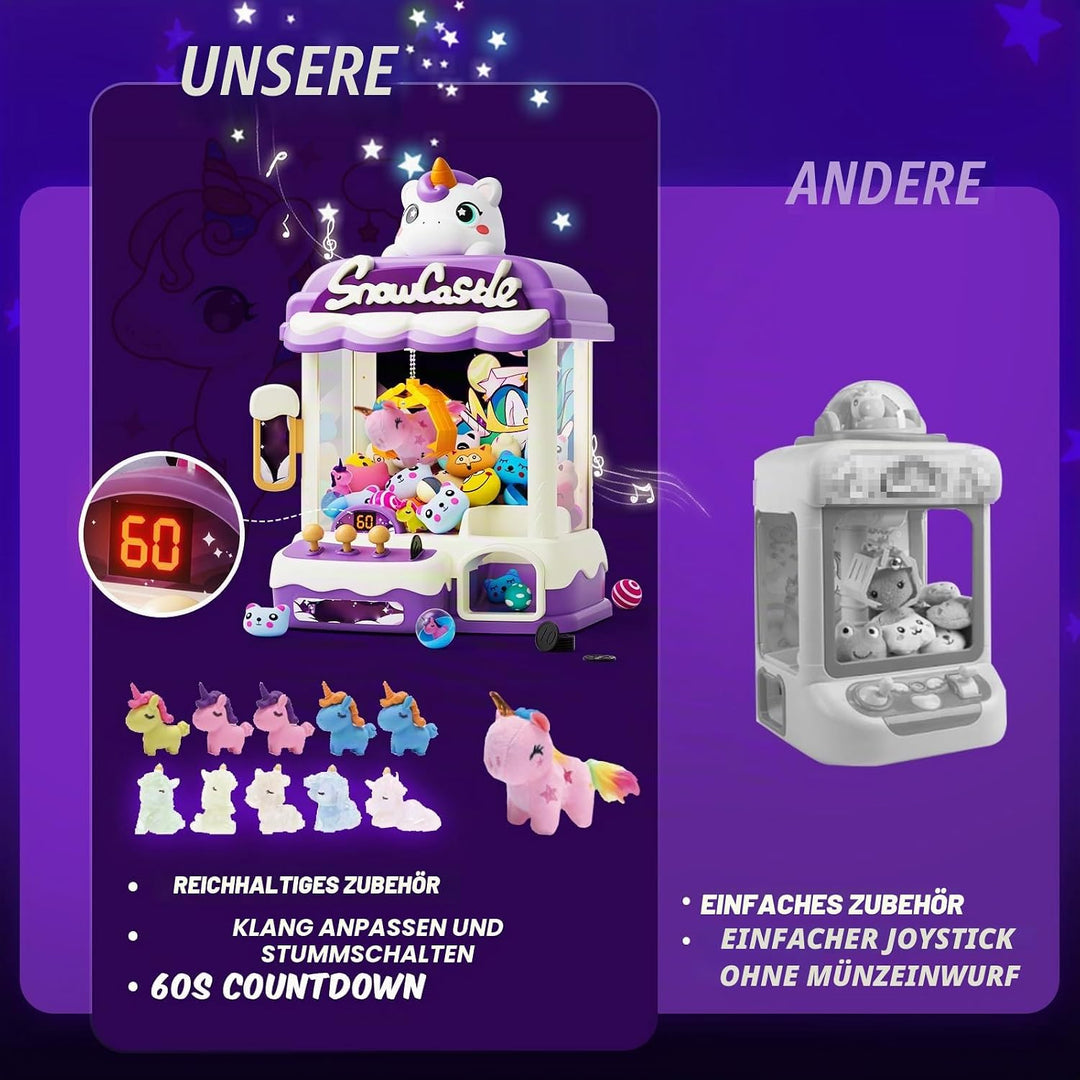Skirfy Greifautomat für Kinder, Einhorn-Spielzeug für Mädchen ab 6 Jahren, Süssigkeitenspender, Arca