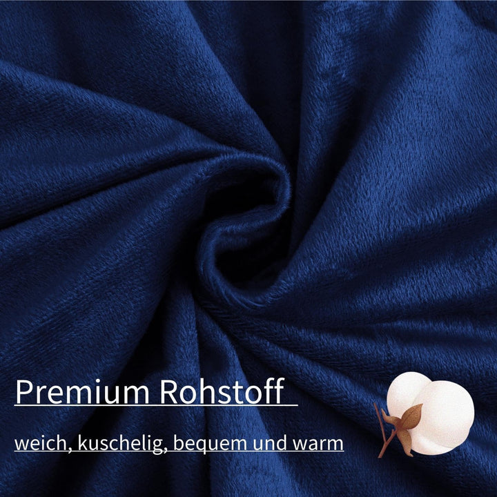 Boqingzhu Flanell Winter Bettwäsche 155×220cm Plüsch Biber Blau Dunkelblau Warm Kuschelig Flauschig