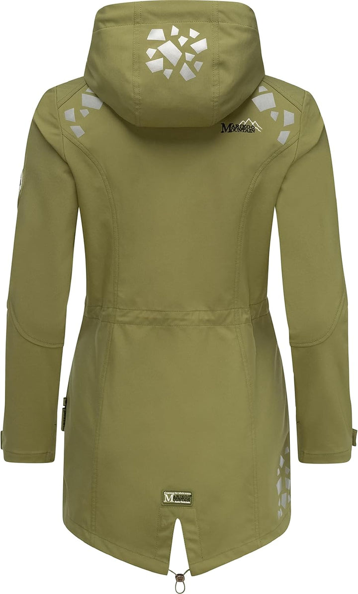 MARIKOO Damen wasserdichter Softshellmantel Softshelljacke Outdoorjacke Übergangsjacke Parka Kapuze