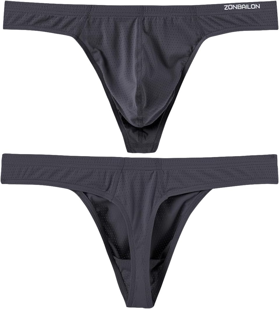 Herren String Tanga with Beutel Sexy Unterwäsche für Mann Thong Herren-Strings Dunkelgrauschwarz L,