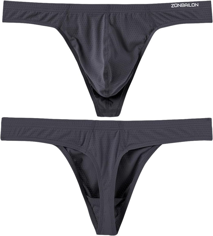 Herren String Tanga with Beutel Sexy Unterwäsche für Mann Thong Herren-Strings Dunkelgrauschwarz L,