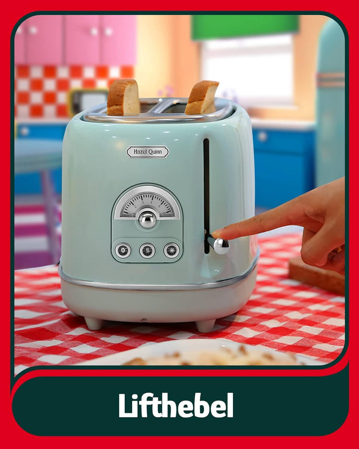 Hazel Quinn Retro 2 Scheiben Toaster, Edelstahl, Vintage Toaster, 6 variable einstellbare Bräunungss