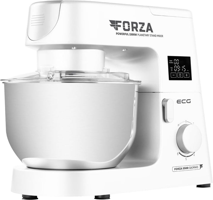 ECG FORZA 5500 Giorno Bianco Küchenmaschine 1500W Touch Display Edelstahl/Weiss