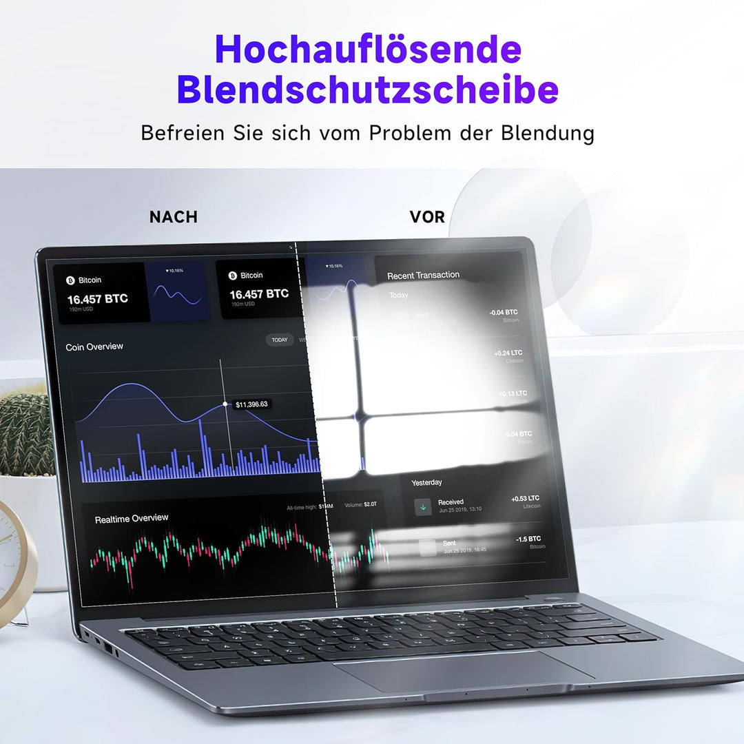 2 Pack Blaulichtfilter Displayschutzfolie 13.3 Zoll 16:10, Blendschutzfolie Augenschutz Schutzfolie,