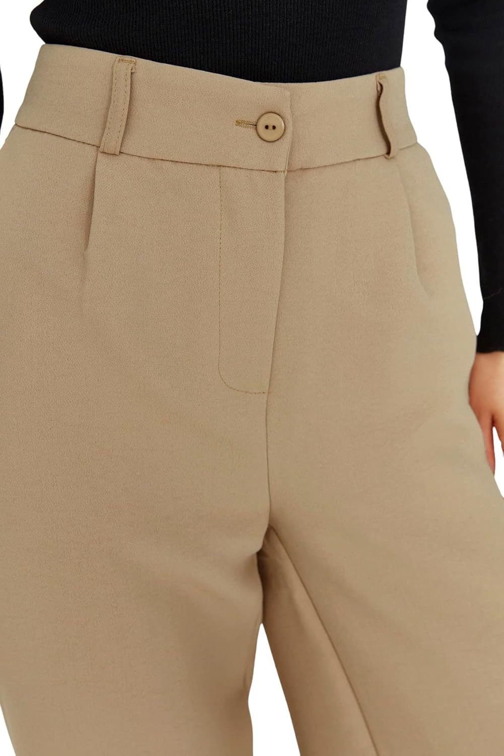 Trendyol Women's Herren Mittlerer Bund Wide Leg Hose Pants, Camel, 38