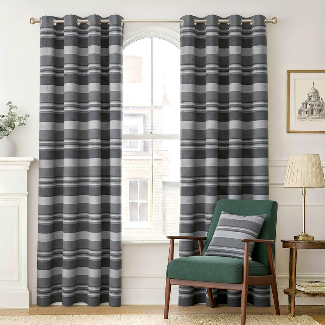 Homescapes handgewobener Vorhang Morocco grau 2er Set Ösenvorhang 167 x 182 cm (Breite x Länge) Deko