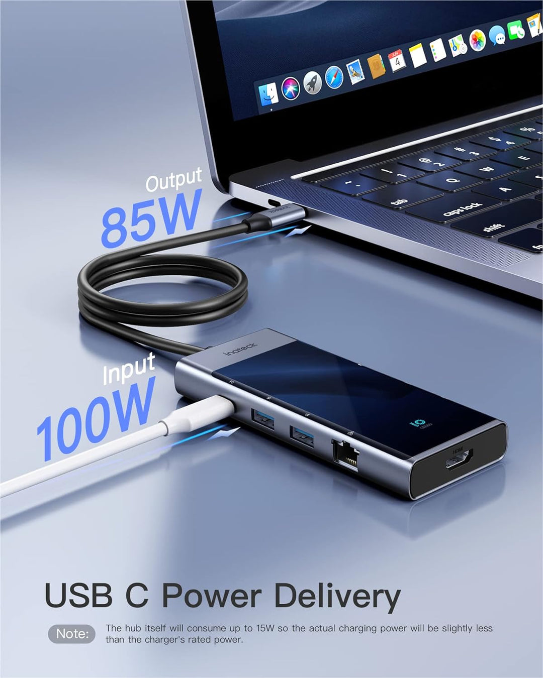 Inateck USB C Hub mit 10 Anschlüssen, USB 3.2 Gen 2 Geschwindigkeit, 50 cm Kabel, HB2026