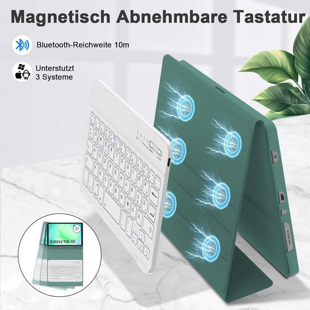 IVEOPPE Hülle mit Tastatur für Samsung Galaxy Tab A11 8.7 Zoll, Deutsches QWERTZ Keyboard, Magnetisc