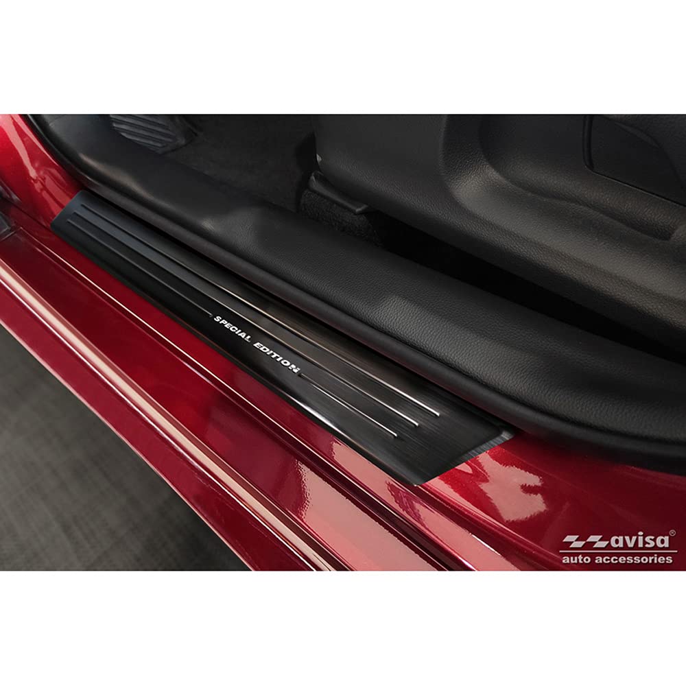 Avisa Black INOX Door sill Protectors Compatible with Toyota Yaris 2020- excl. GR - 'Special Edition