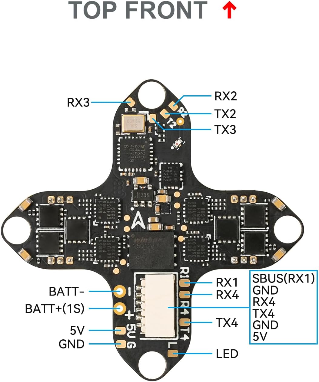 BETAFPV Matrix 1S G4 3IN1 HD Brushless Flight Controller, Built-in Serial ELRS RX with 5V 3A BEC, 12